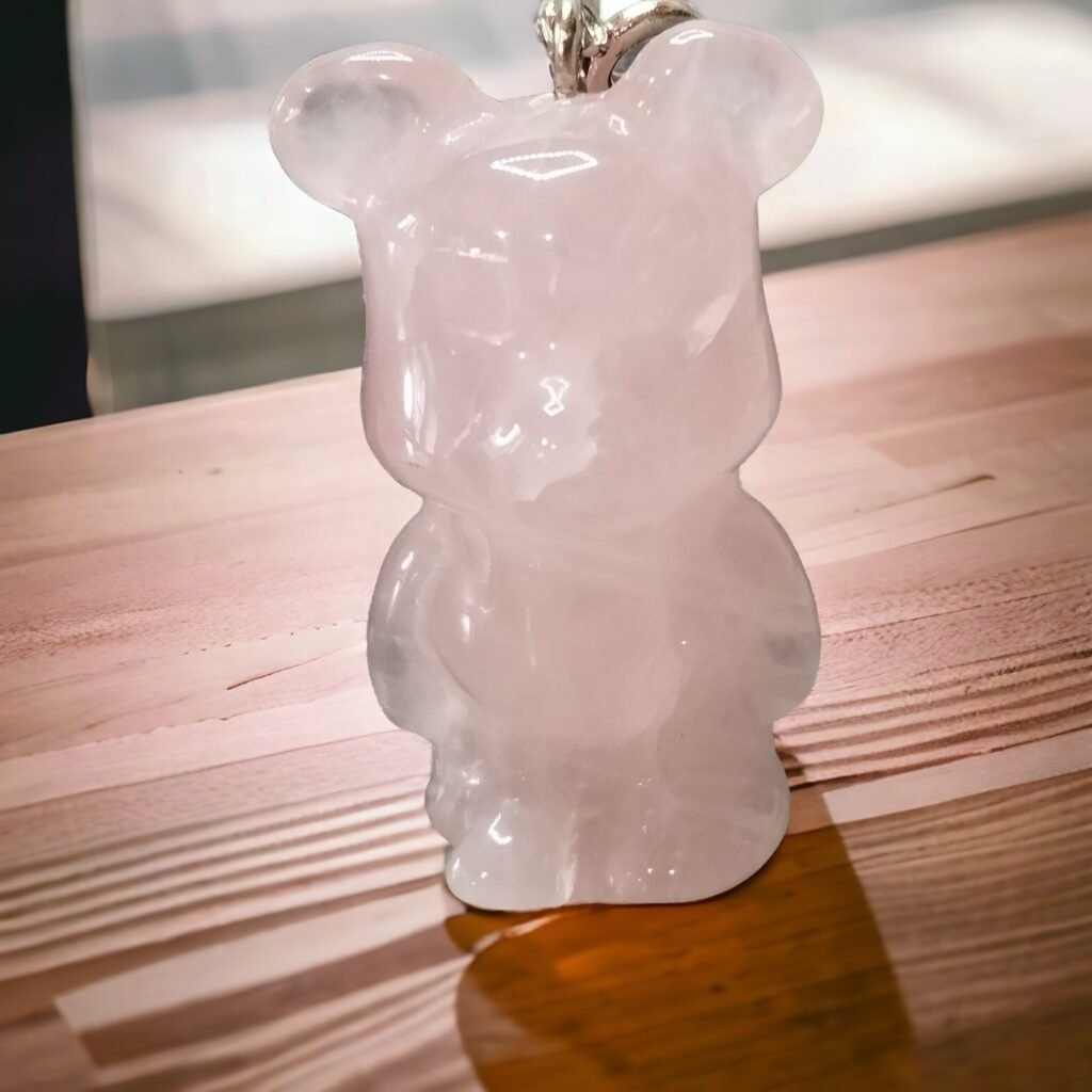 pendentif nounours en quartz rose