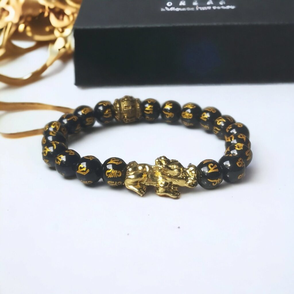 Bracelet Obsidienne noire mantras et pixiu