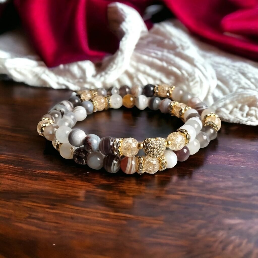 Bracelet double tour Agate Botswana