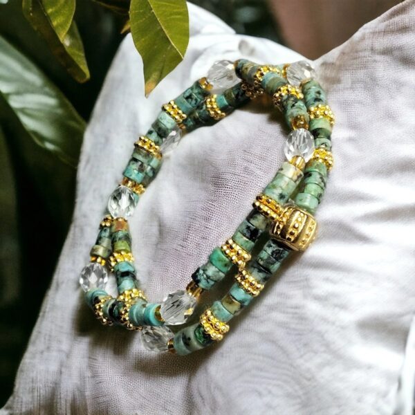 Bracelet double tour turquoise africaine