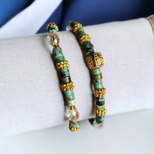 Bracelet double tour turquoise africaine